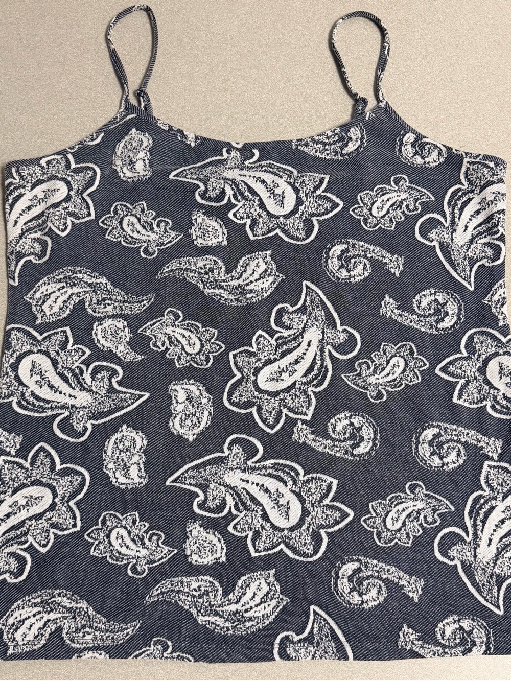 LOFT Black and White Paisley Spaghetti Strap Cami